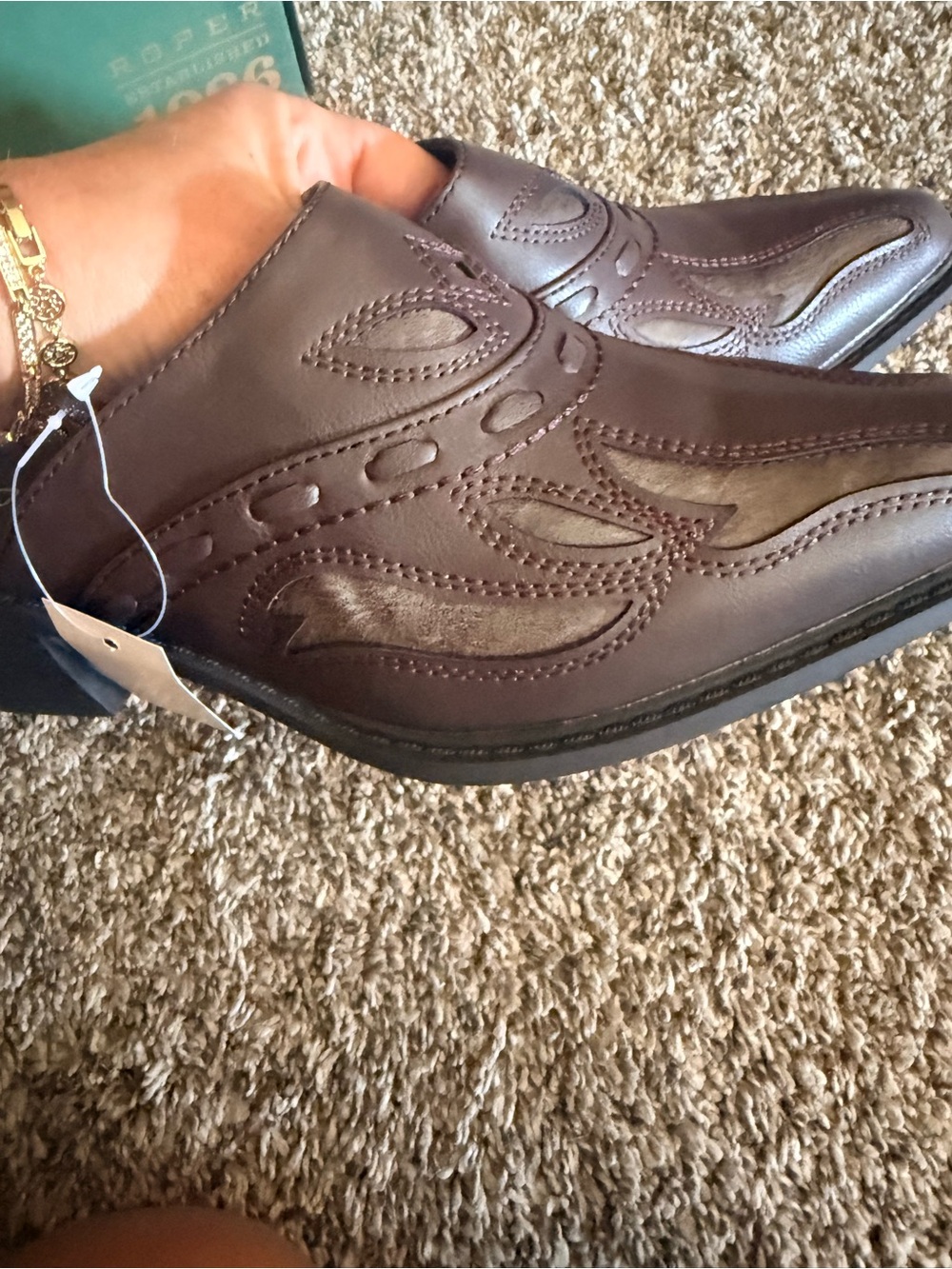 Roper Brown Western Slip-On Clog - Picture 5 of 7